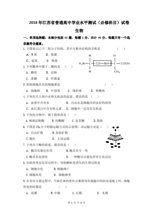 2018江苏小高考