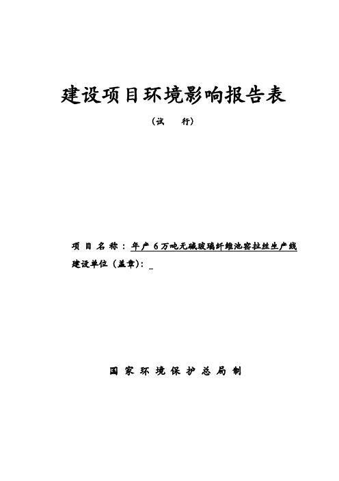 年产6万吨无碱玻璃纤维池窑拉丝生产线建设项目环境影响报告表