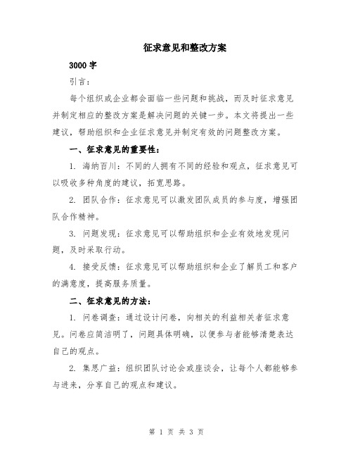 征求意见和整改方案