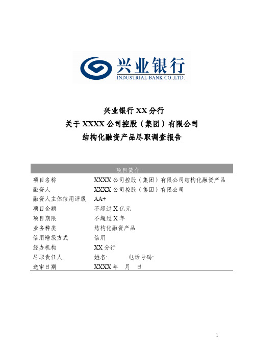 企业金融客户结构化融资业务尽职调查报告范例