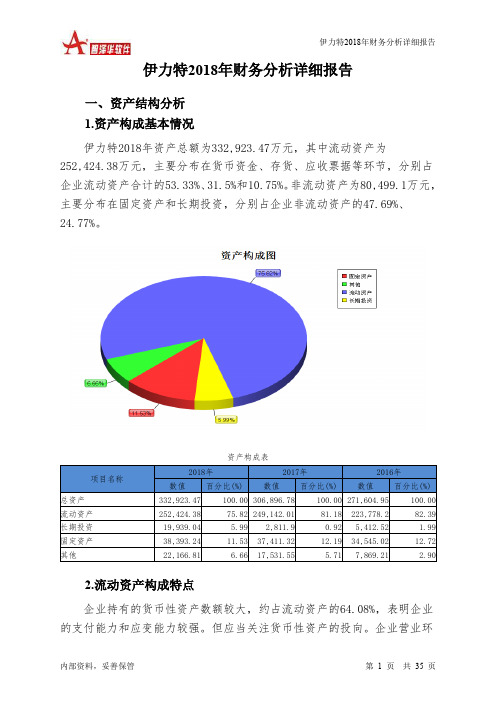 伊力特2018年财务分析详细报告-智泽华