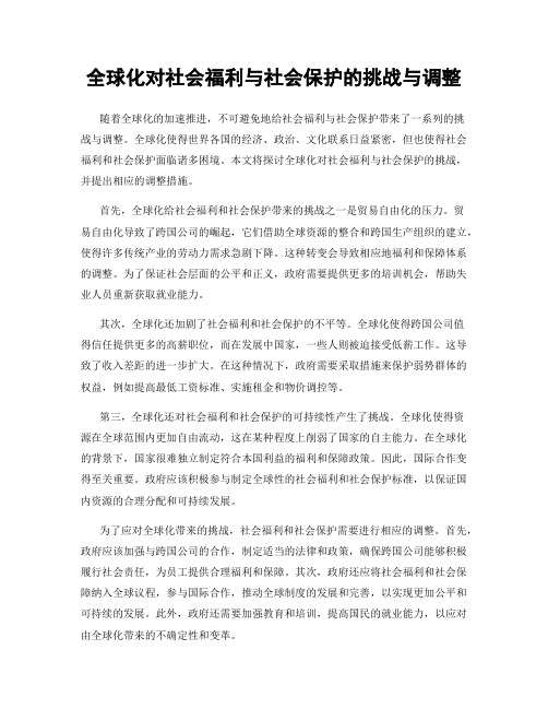 全球化对社会福利与社会保护的挑战与调整