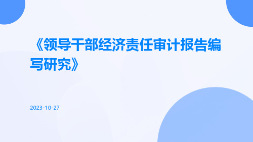 领导干部经济责任审计报告编写研究