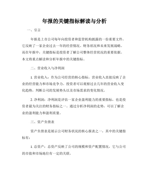 年报的关键指标解读与分析