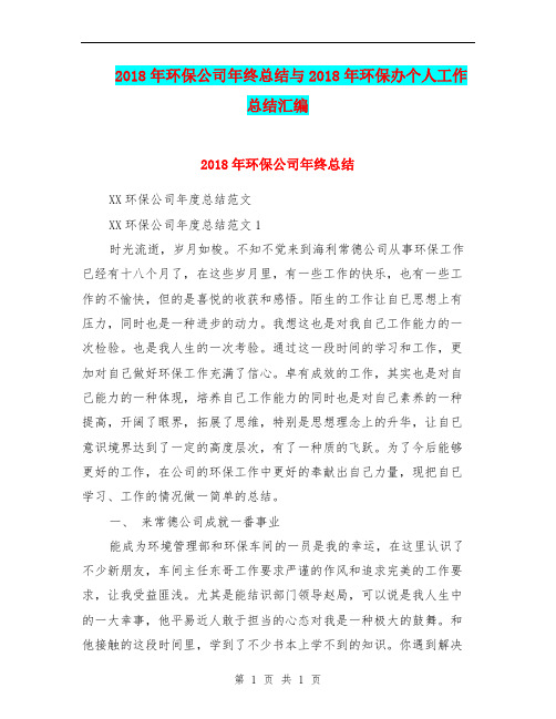 2018年环保公司年终总结与2018年环保办个人工作总结汇编.doc