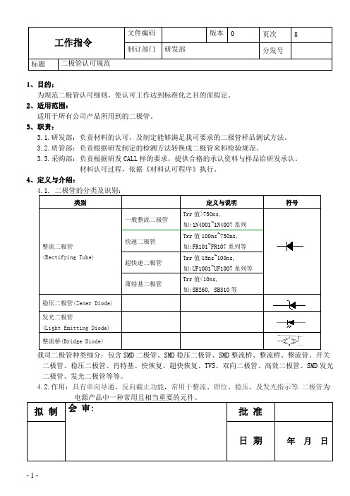 二极管认可规范