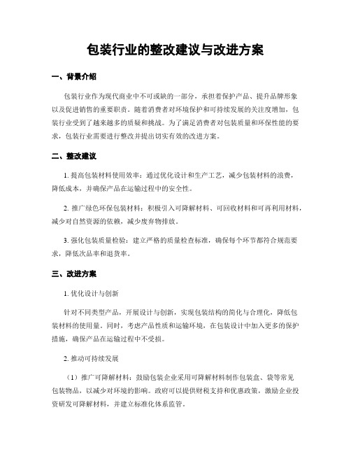 包装行业的整改建议与改进方案