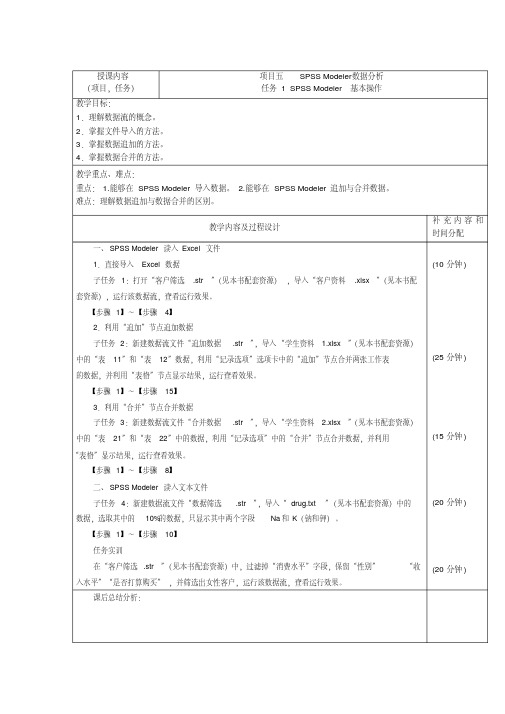 1063编号spss数据处理与分析教案-SPSSModeler数据分析