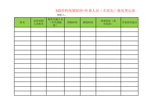 消毒,来访人员登记表