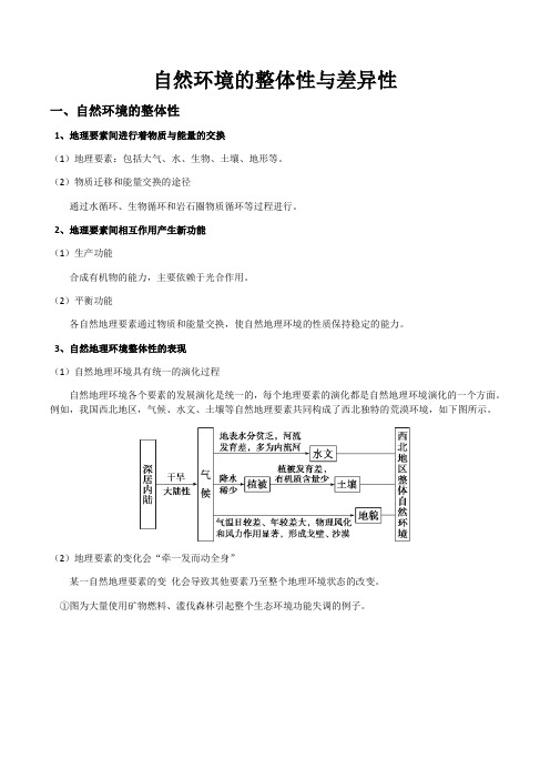 高三复习：自然环境的整体性和差异性