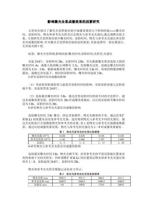 影响激光全息成像效果的因素研究