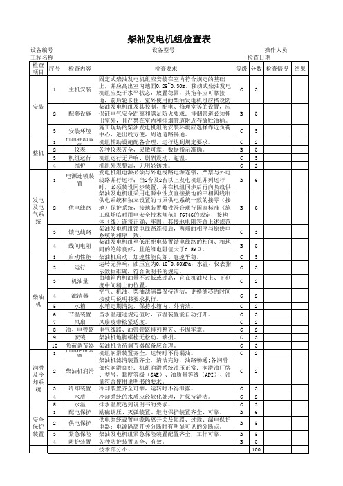 柴油发电机组检查表