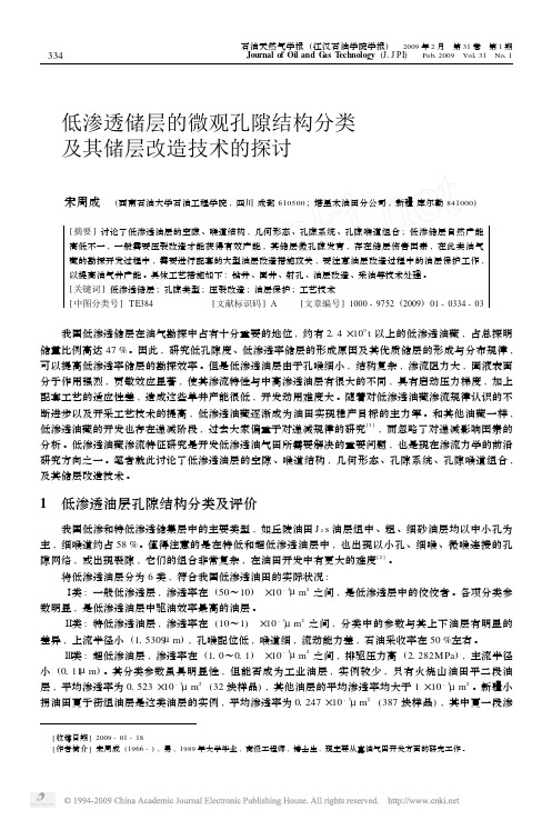 低渗透储层的微观孔隙结构分类及其储层改造技术的探讨