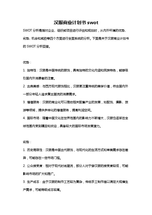 汉服商业计划书swot