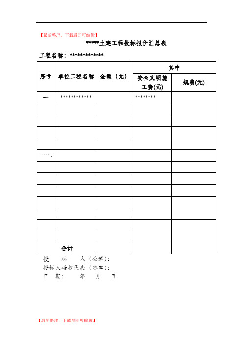 土建工程投标报价汇总表(完整资料).doc