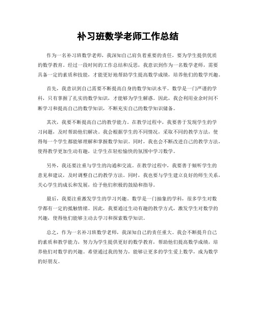 补习班数学老师工作总结