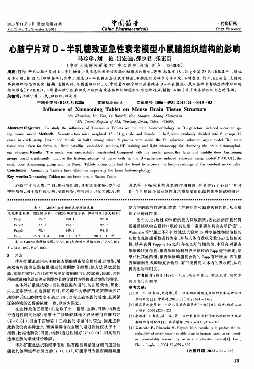 心脑宁片对D-半乳糖致亚急性衰老模型小鼠脑组织结构的影响