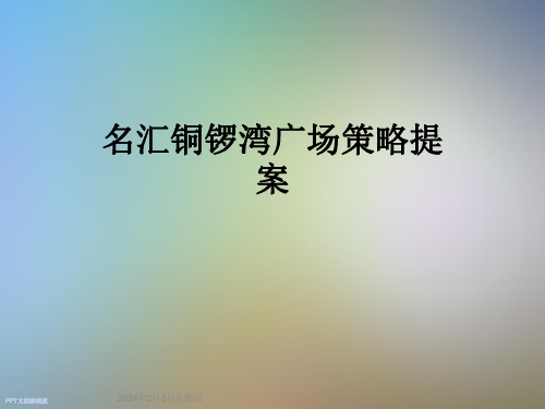 名汇铜锣湾广场策略提案