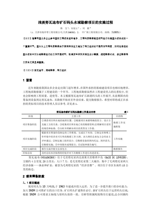 浅谈努瓦迪布矿石码头勘察项目的实施过程