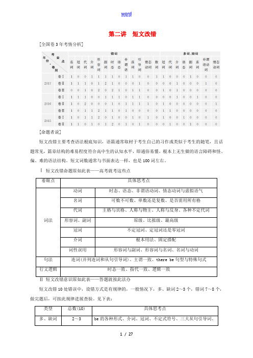 高三英语二轮复习 专题一 语法填空和短文改错 第二讲 短文改错练习-人教版高三全册英语试题