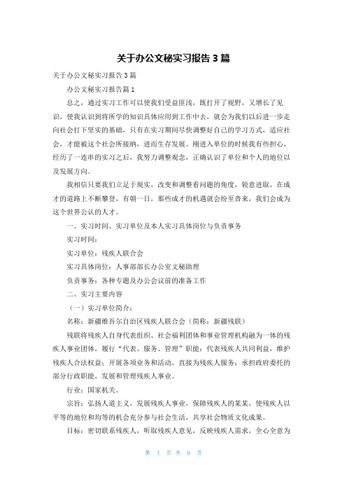 关于办公文秘实习报告3篇