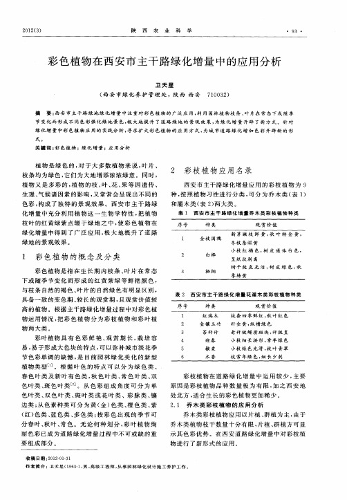 彩色植物在西安市主干路绿化增量中的应用分析