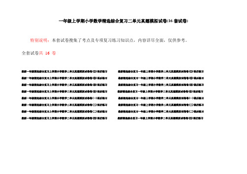 一年级上学期小学数学精选综合复习二单元真题模拟试卷(16套试卷)