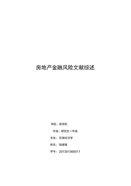 房地产金融风险管理及对策文献综述