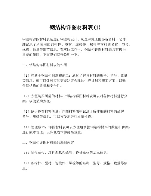 钢结构详图材料表(1)