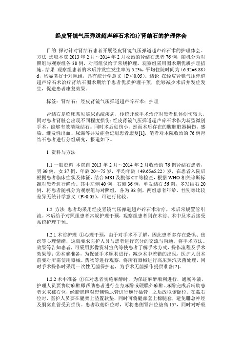经皮肾镜气压弹道超声碎石术治疗肾结石的护理体会