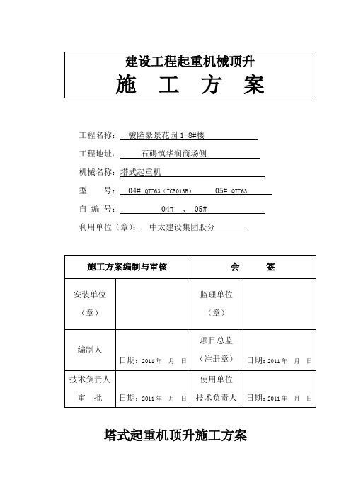 塔吊顶升附墙方案简短版20201215改版