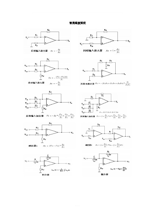 常用运放公式大全