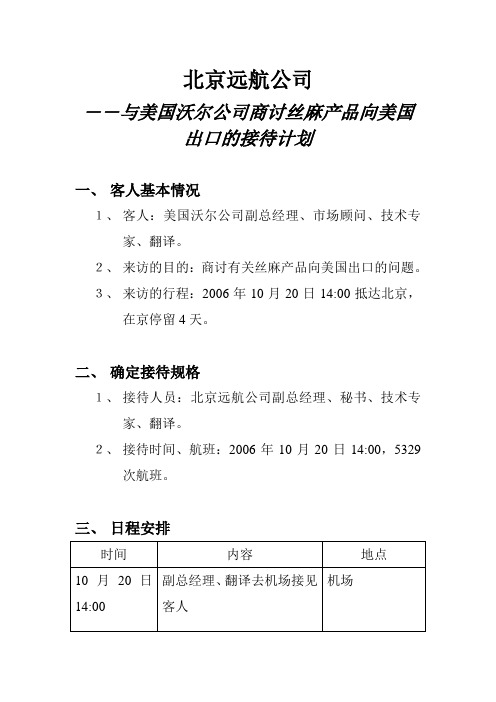 与美国沃尔公司商讨丝麻产品向美国出口的接待计划