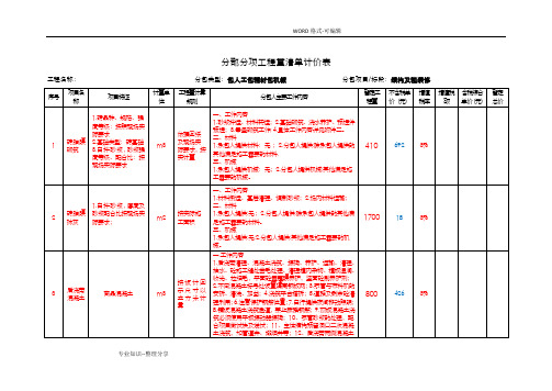 分部分项工程量清单计价表_主体劳务