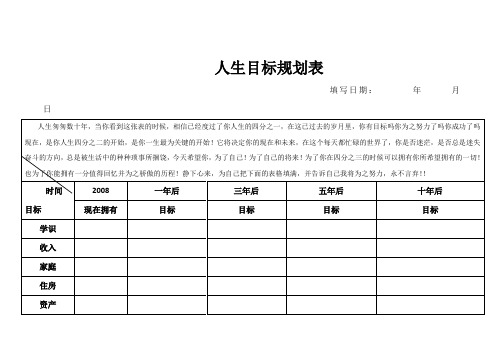 人生目标规划表