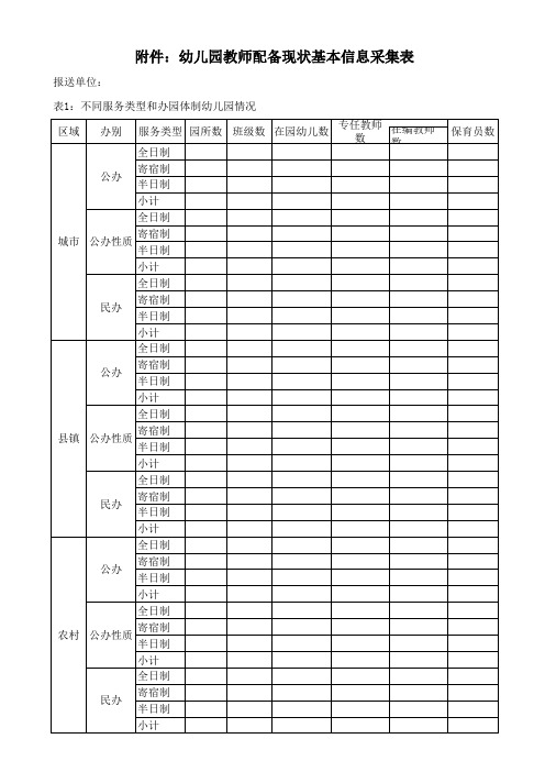 幼儿园教师配备现状基本信息采集表xls