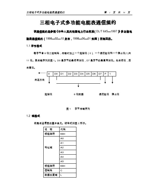 Dl645-1997通讯协议