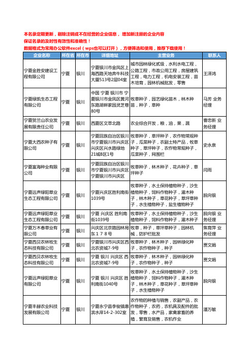 2020新版宁夏省牧草种子工商企业公司名录名单黄页大全12家