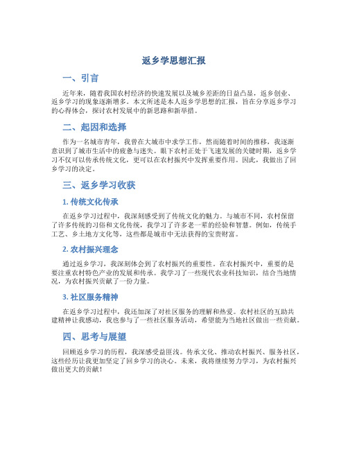 返乡学思想汇报