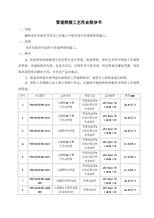 焊接工艺作业指导书