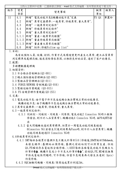 品质异常判定业标准书Rev.11