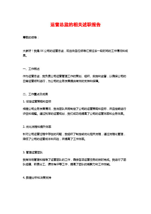 运营总监的相关述职报告 (2)