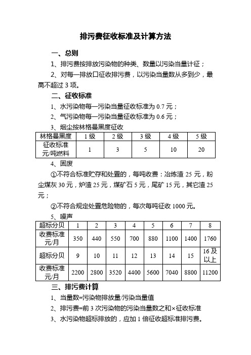 排污收费计算方法