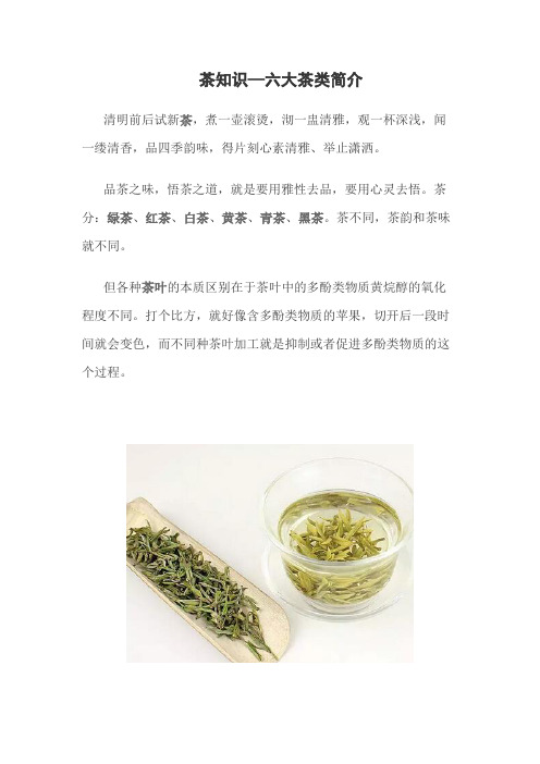 茶知识—六大茶类简介