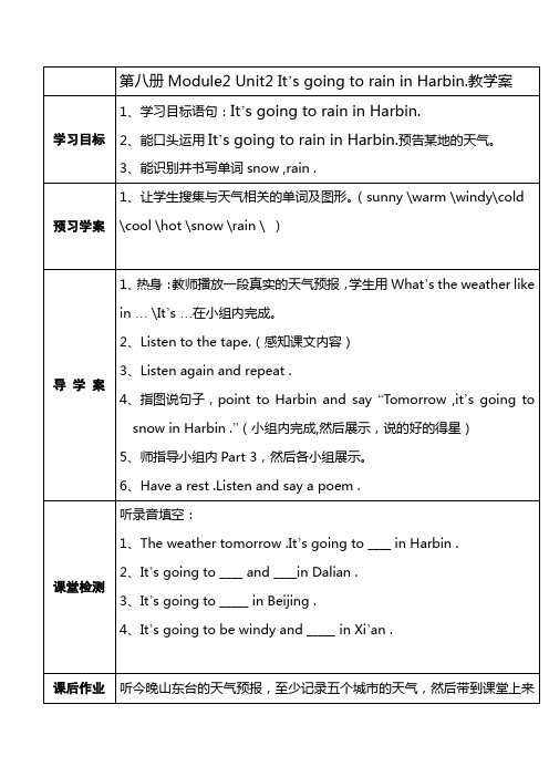 M2U2外研版英语 六年级下 Module2 Unit2 导学案