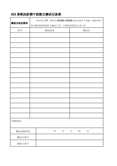 [整理版]最新DCS系统测试记录表格