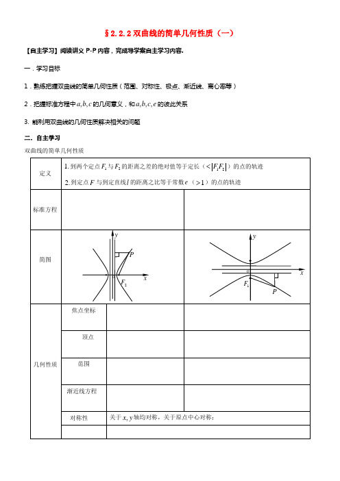 广东省惠阳市高中数学第二章圆锥曲线与方程2.2.2双曲