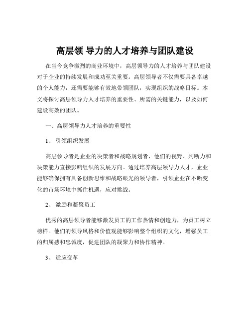 高层领 导力的人才培养与团队建设