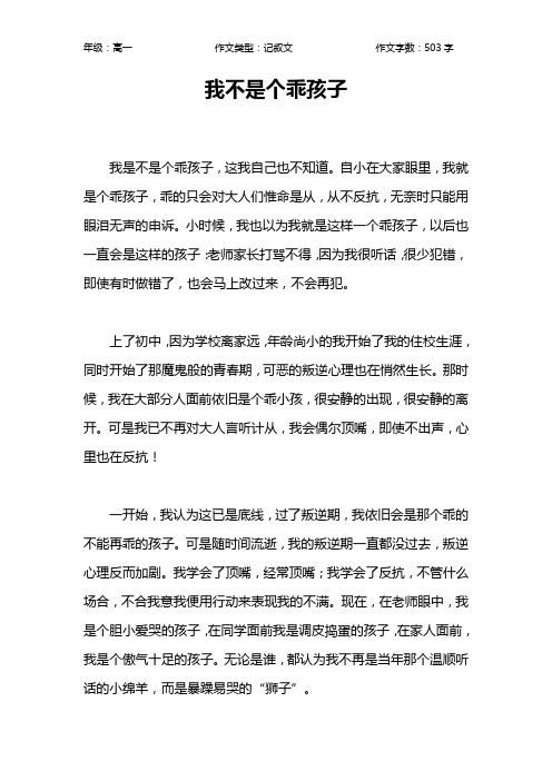 我不是个乖孩子作文【高中高一500字】