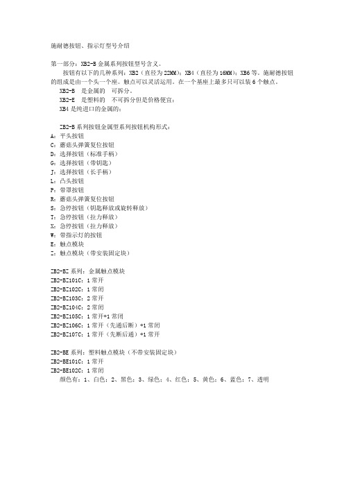 施耐德按钮、指示灯型号区分